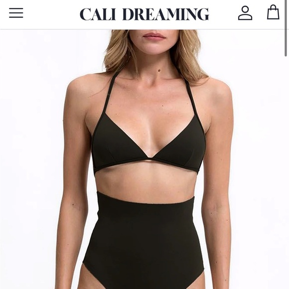 NWT Cali Dreaming Lyra Scuba Bikini Top | Black | Size XS/S - Picture 1 of 4